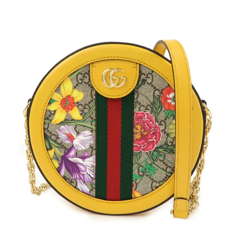 Gucci Ophidia Round Flora GG Coated Canvas Mini